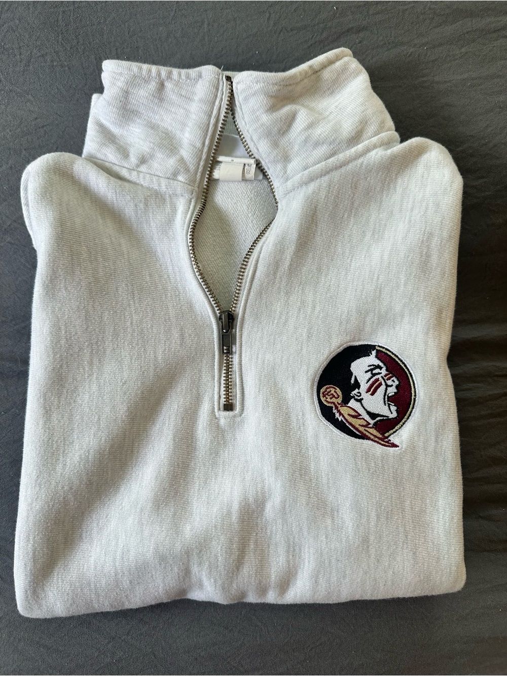 Champion Men's Reverse Weave Quarter Zip FSU stitched emblem